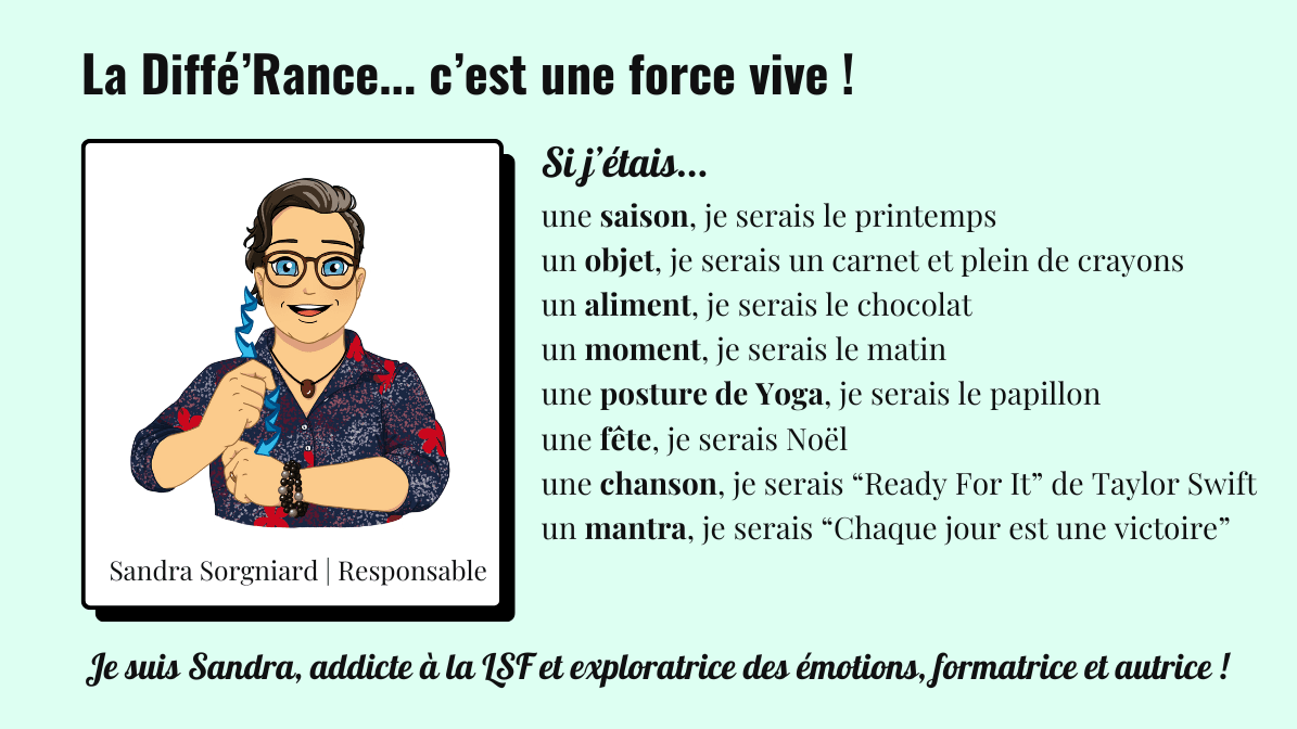 Sandra Sorgniard, adducteur à la LSF et exploratrice des émotions, formatrice et autrice